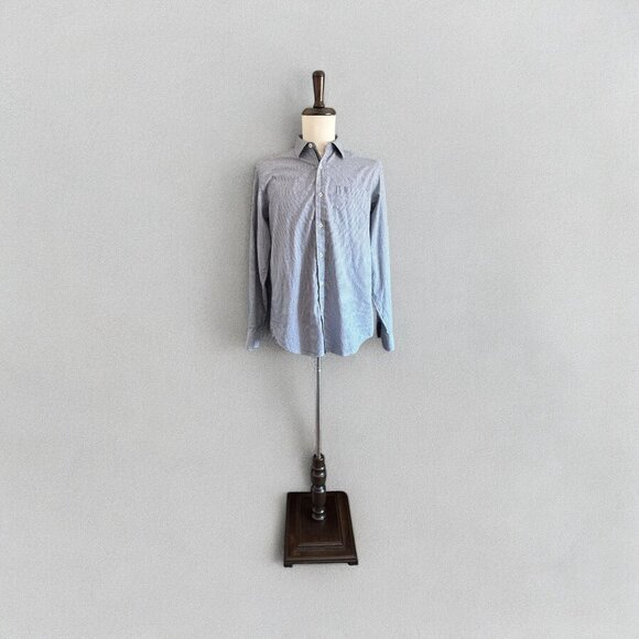 Bugatchi Mens Classic Fit Cotton Button Up Dress Shirt Blue White Pattern M - Picture 1 of 14